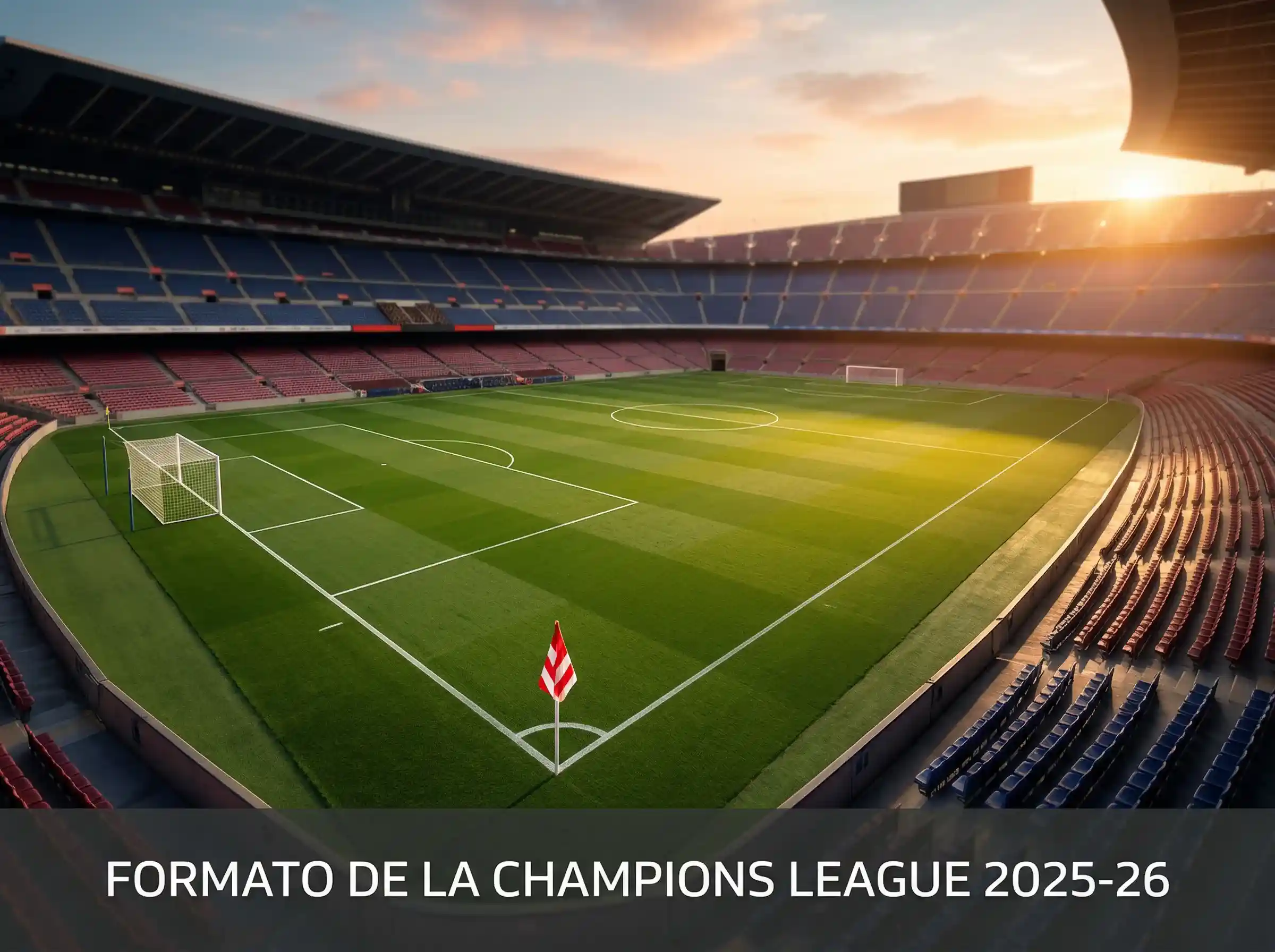 Formato de la Champions League 2025-26 con campo de fútbol y tabla de clasificación